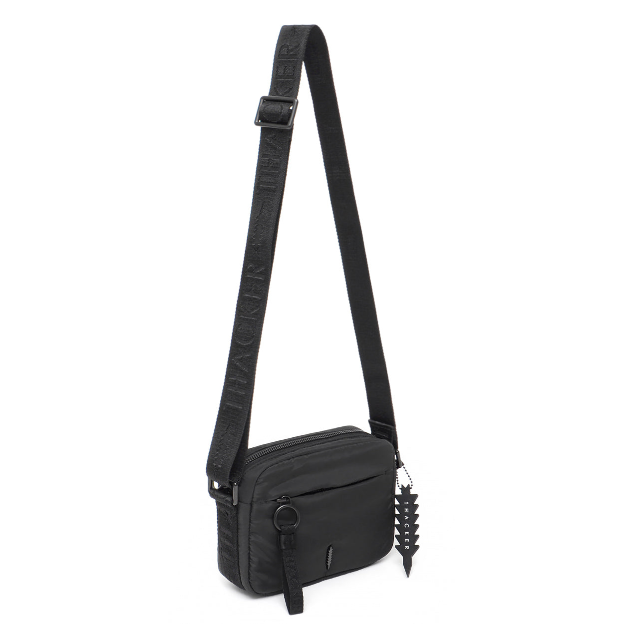 black nylon zipped shoulder bag