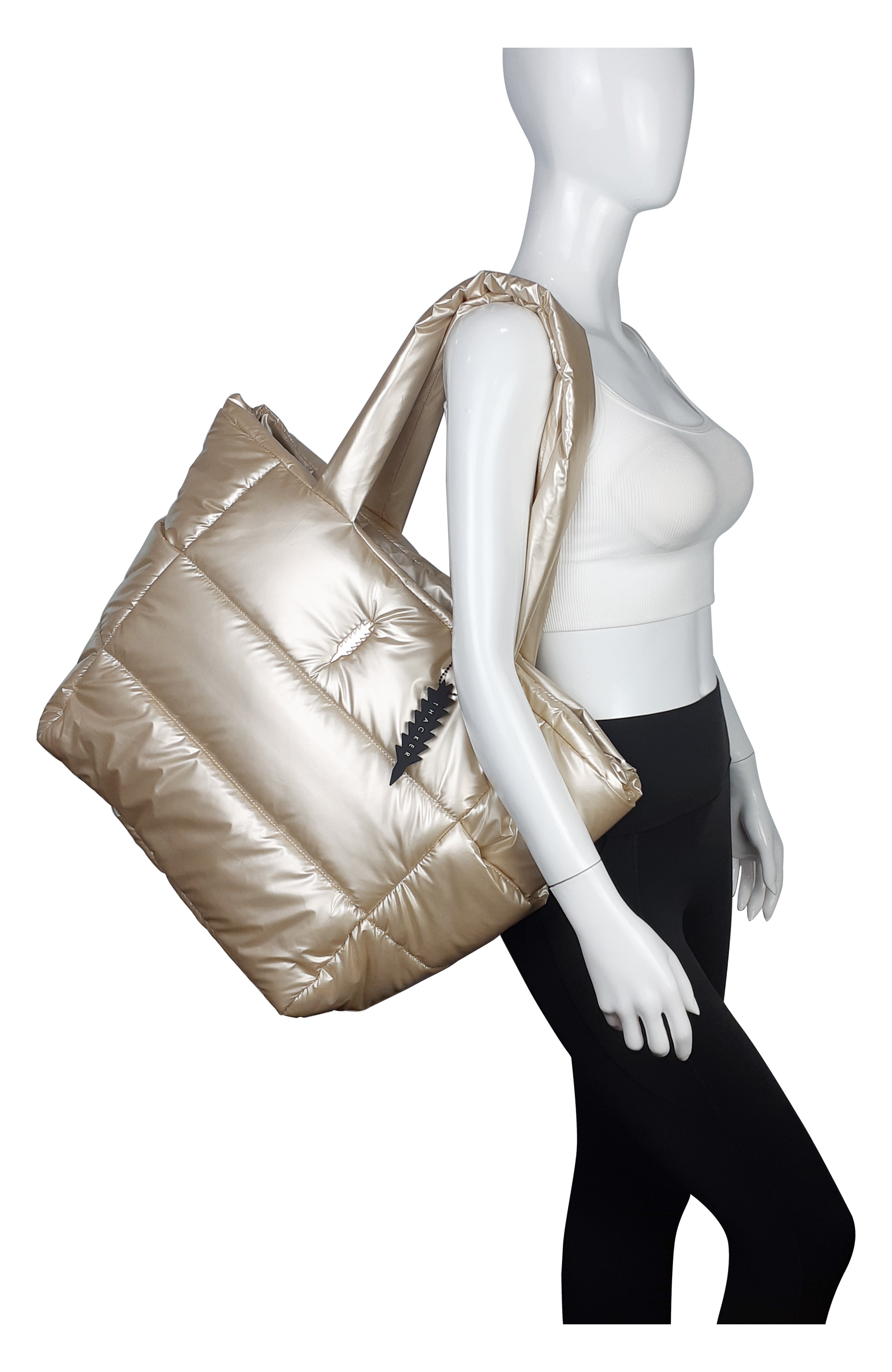 Feather Escape Tote | Pale Gold Nylon