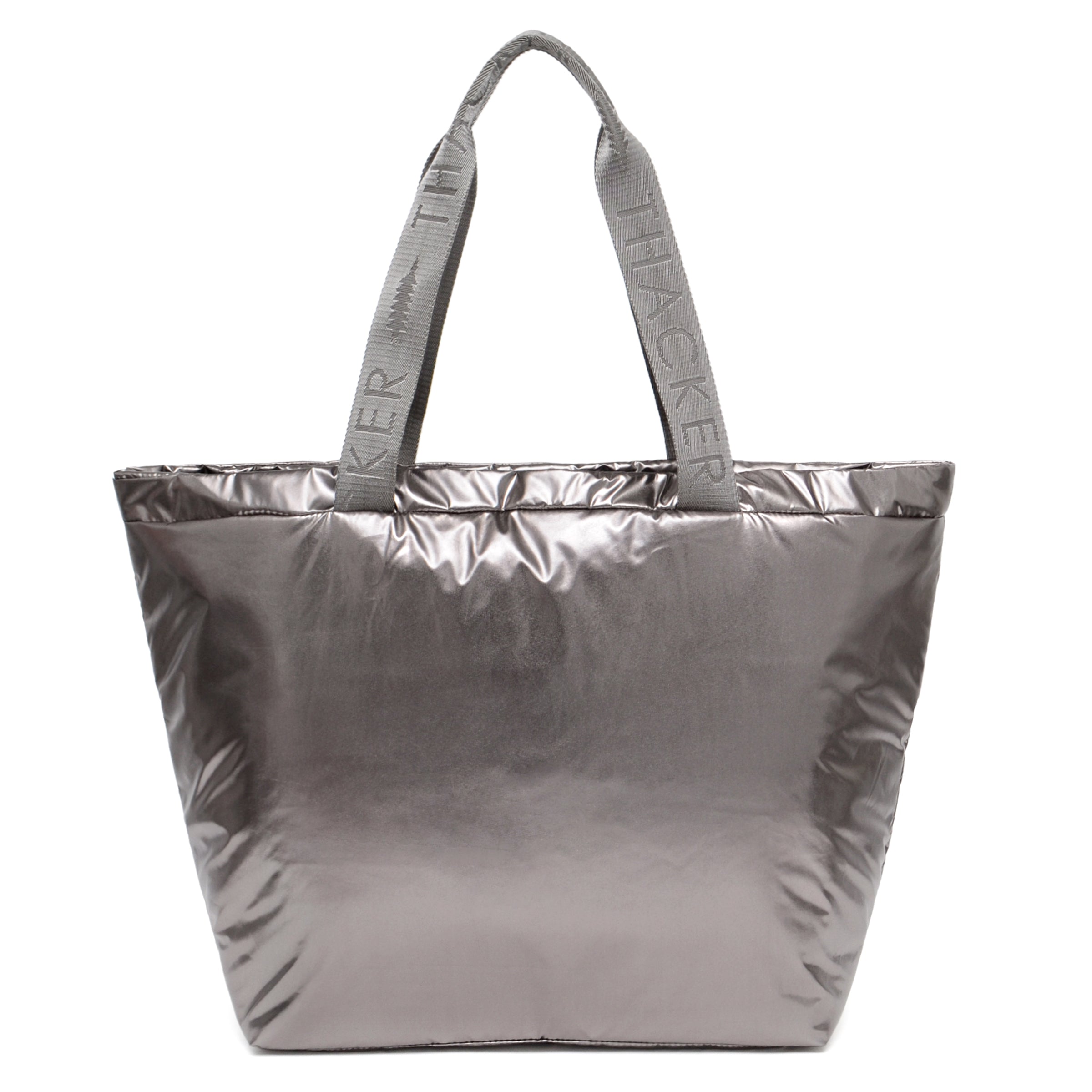 Metallic silver oversized leather bag, Large shopper carryall